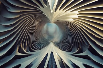 Poster - symmetrical waves create an abstract pattern in a contemporary architectural space