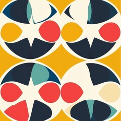 Wall Mural - vibrant vintage halftone shapes forming a seamless pattern background