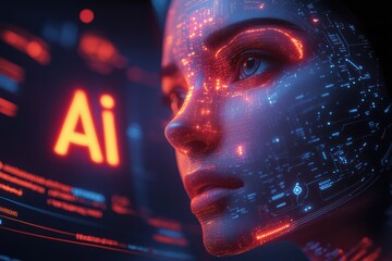Poster - Promotional flyer graphic featuring artificial intelligence and digital technology theme