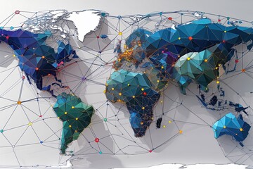 Poster - Mapping Global Connections Through Wireframe Topology and Polygonal Ecosystem Design