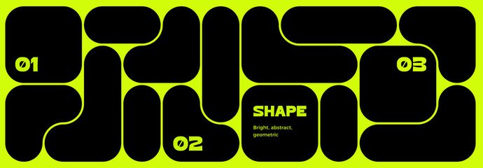 Aufkleber - Abstract Vector Graphic with Blob Geometric Shapes. Y2K Background Design. Flat Modern Pattern. Bento Grid with Simple Frames