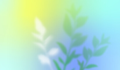 Leinwandbilder - Spring Green Background with Blurred Leaves. Vector Abstract Blue, Yellow and Green Gradation. Pastel Colored Bg with Spring Plant Leaf