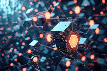 Poster - Dynamic Abstract Background of Hexagonal Data Connections and Digital Technology