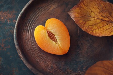 Wall Mural - Fresh whole apricot leaf half