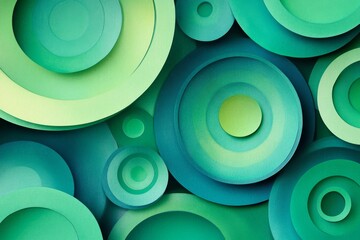 Wall Mural - A background consisting of overlapping circles in tones of green and blue