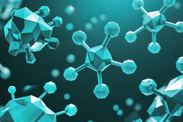 Poster - Healthcare Innovation Background Featuring Polygonal Molecules and Turquoise Aesthetic