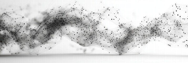 Poster - Intricate black and white design with technological patterns and transparency effects