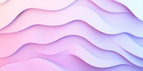 Poster - Seamless Pale Lavender to Lilac Gradient, 3D Low Profile Waves, Delicate Quality Wave Background