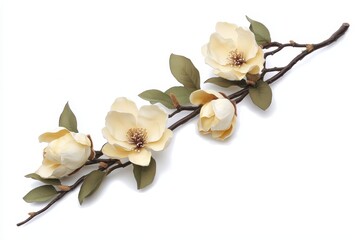 Wall Mural - isolated branch with magnolia blooms in spring