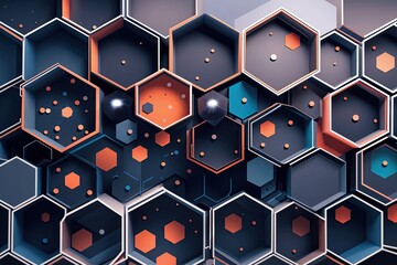 Poster - Modern Abstract Hexagonal Patterns with Lines and Dots for Technology Innovations and Data Visualization