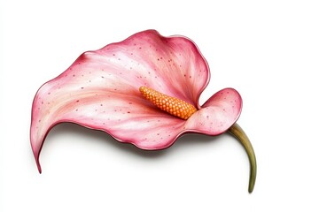 Wall Mural - Isolated pink calla lily bloom on white background with clipping path