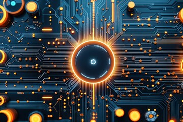 Leinwandbilder - Sophisticated Advanced Circuit Background Design with Abstract Textures and Quantum Technology Elements
