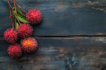 Wall Mural - Juicy rambutans on wood Tasty sweet fruit