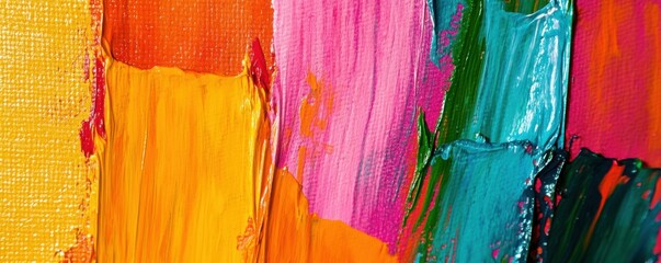 Poster - Colorful abstract oil painting with vibrant brush strokes on canvas