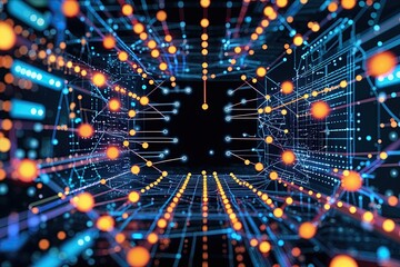 Poster - Advanced Technology Backgrounds with Abstract Line and Dot Connections for Enhanced Data Integration and Digital Communication