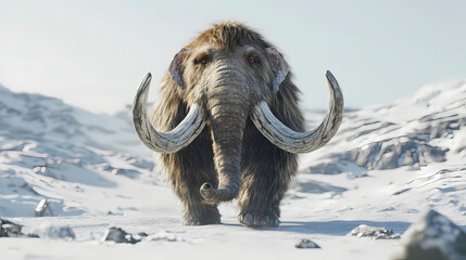 Wall Mural - Woolly mammoth, prehistoric creature, extinct animal, 3d rendering, isolated on white background. Ancient Ice Giants. Illustration