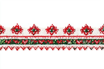 Sticker - A festive sweater pattern for Christmas, featuring a red, green, and white palette and a traditional Scandinavian knit motif.