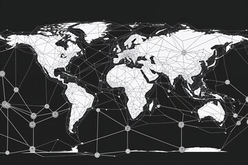 Poster - Global Networking Visualized Through Points and Lines Conceptual Wireframe Design
