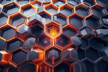 Poster - Cutting Edge Abstract Hexagonal Design for Digital Data Visualization and Simulation