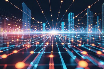 Poster - Dynamic Technology Backgrounds Highlighting Line and Dot Connections in Big Data Analysis