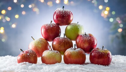 Wall Mural - cute apples christmas tree