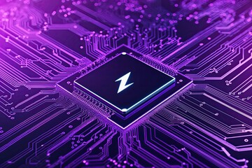 Poster - Vibrant Purple Circuit Technology Background with Dynamic Flowing Currents
