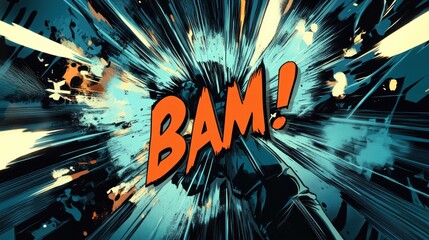 Wall Mural - comic book explosion, action scene, impact, speed lines, background
