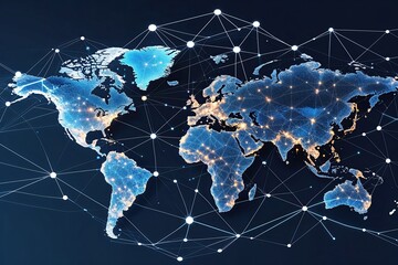 Poster - Global Networking Solutions with Digital Framework and Geometric Design Elements
