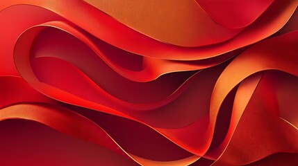 Wall Mural - Abstract Red And Orange Wave Forms Design