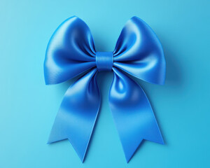 Wall Mural - Elegant blue ribbon bow with classic ruffled design, perfect for gifts