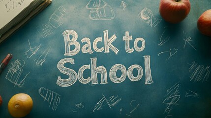 Poster - Chalkboard back to school concept with scribbles and the words back to school written in chalk