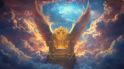 Wall Mural - heavenly majestic wings throne