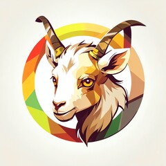 Wall Mural - Majestic Goat Portrait: A Vibrant Polygonal Art