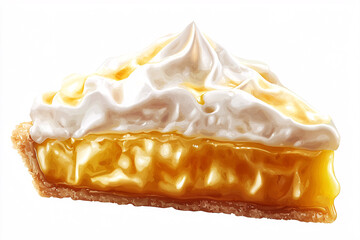 Poster - A slice of lemon pie with a flaky crust, filled with tangy lemon custard and topped with fluffy white meringue.