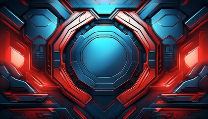 Poster - futuristic red and blue abstract gaming banner design template with metal technology concept. genera