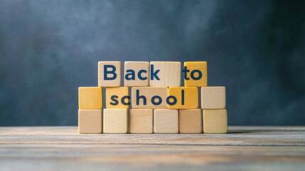 Poster - Back to school concept with wooden cubes on a table