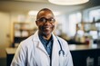 © Baba Images - Smiling portrait of a middle aged African American male doctor