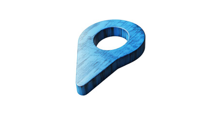 Fototapete - Blue wooden location pin showing global positioning on transparent background