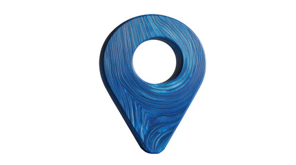 Fototapete - Blue wooden map pointer icon showing location on transparent background