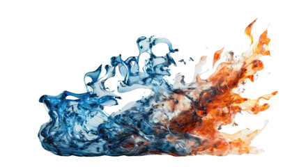 Wall Mural - Blue and orange liquids mixing together on transparent background