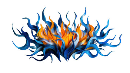 Poster - Blue and orange flames creating a vibrant fire on transparent background
