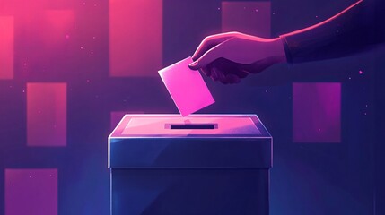 Poster - Voter casting their ballot in an election box at a polling station