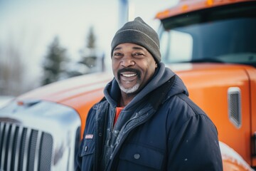 Wall Mural - Portrait of a middle aged male truck driver