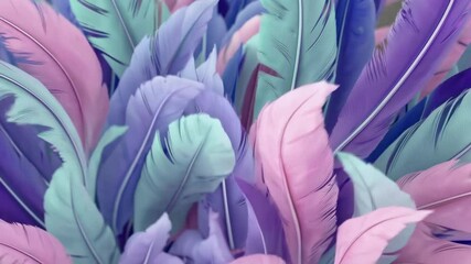 Poster - Colorful pastel feathers in soft light, artistic texture. Abstract nature and creativity concept