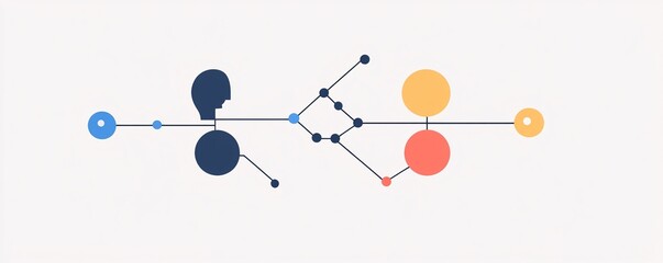Poster - Illustration depicting a global business organization with interconnected people collaborating together