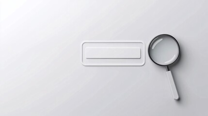 Poster - The concept of online searching represented by a magnifying glass hovering over an empty search bar on a white background