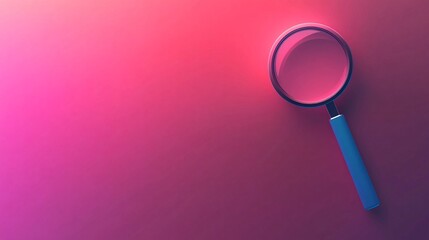 Poster - Magnifying glass is casting a shadow on a pink background with copy space
