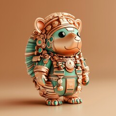 Wall Mural - Mayan-Inspired Golden Hamster Figurine 3D Render of Cute, Ornate Character