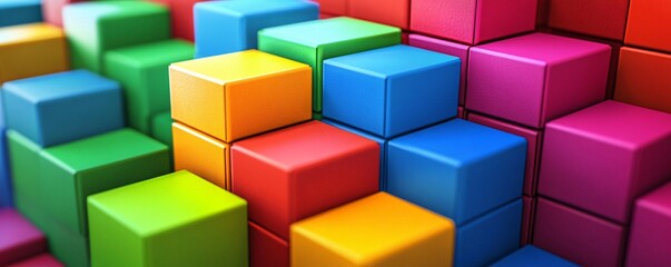 Fototapete - Colorful cubes forming a big colorful structure background