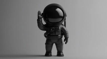 Wall Mural - monochrome astronaut figurine waving.